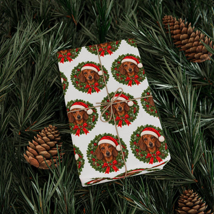 Red Dachshund Christmas Wrapping Paper, Doxie Gift Wrap for Wiener Dog Lovers