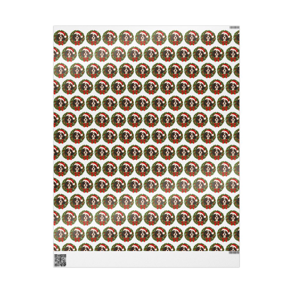Tricolor Cavalier Christmas Wrapping Paper, King Charles Spaniel Gift Wrap for Dog Lovers
