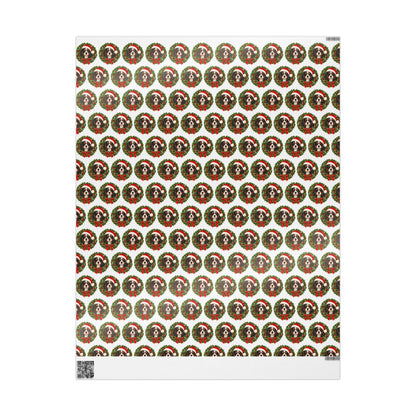 Tricolor Cavalier Christmas Wrapping Paper, King Charles Spaniel Gift Wrap for Dog Lovers