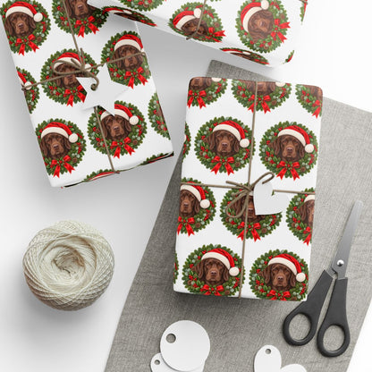 Chocolate Labrador Christmas Wrapping Paper, Holiday Gift Wrap for Lab Lovers and Dog Moms