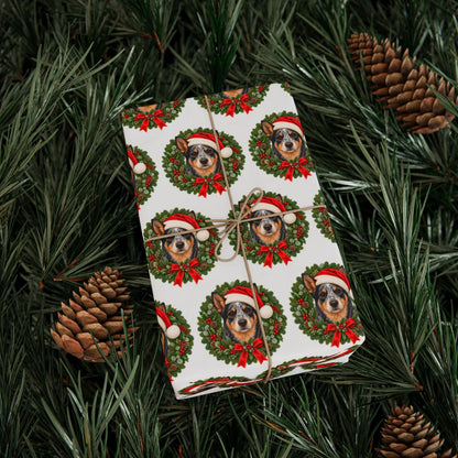 Australian Cattle Dog Christmas Wrapping Paper, Blue Heeler Gift Wrap, Dog Lover Holiday Paper