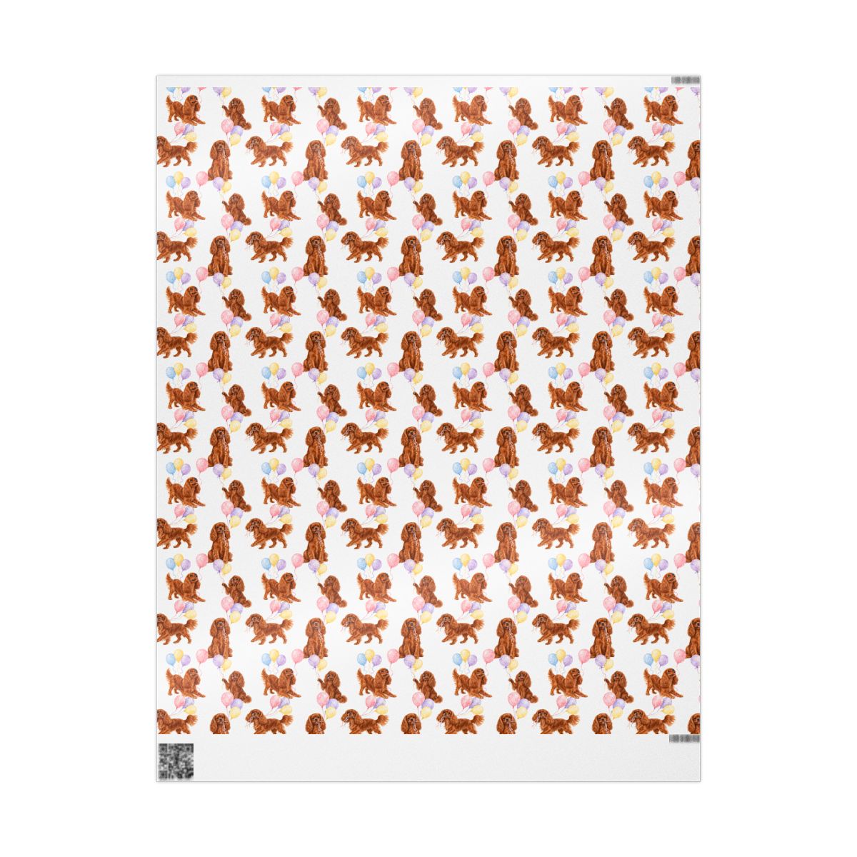 Ruby Cavalier Birthday Wrapping Paper, Dog Gift Wrap for Cavalier King Charles Spaniel Lovers