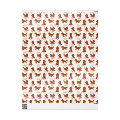 Ruby Cavalier Birthday Wrapping Paper, Dog Gift Wrap for Cavalier King Charles Spaniel Lovers