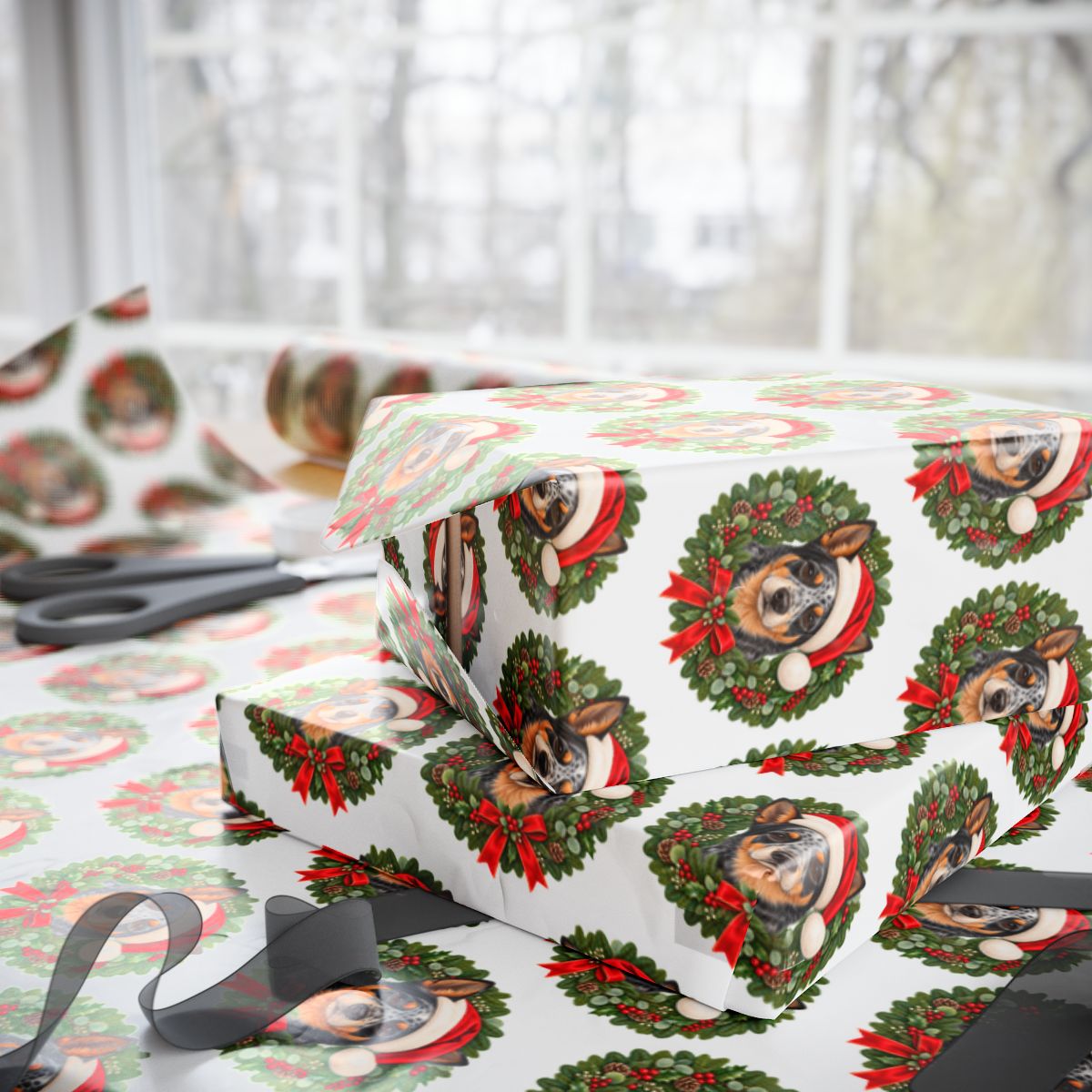 Australian Cattle Dog Christmas Wrapping Paper, Blue Heeler Gift Wrap, Dog Lover Holiday Paper