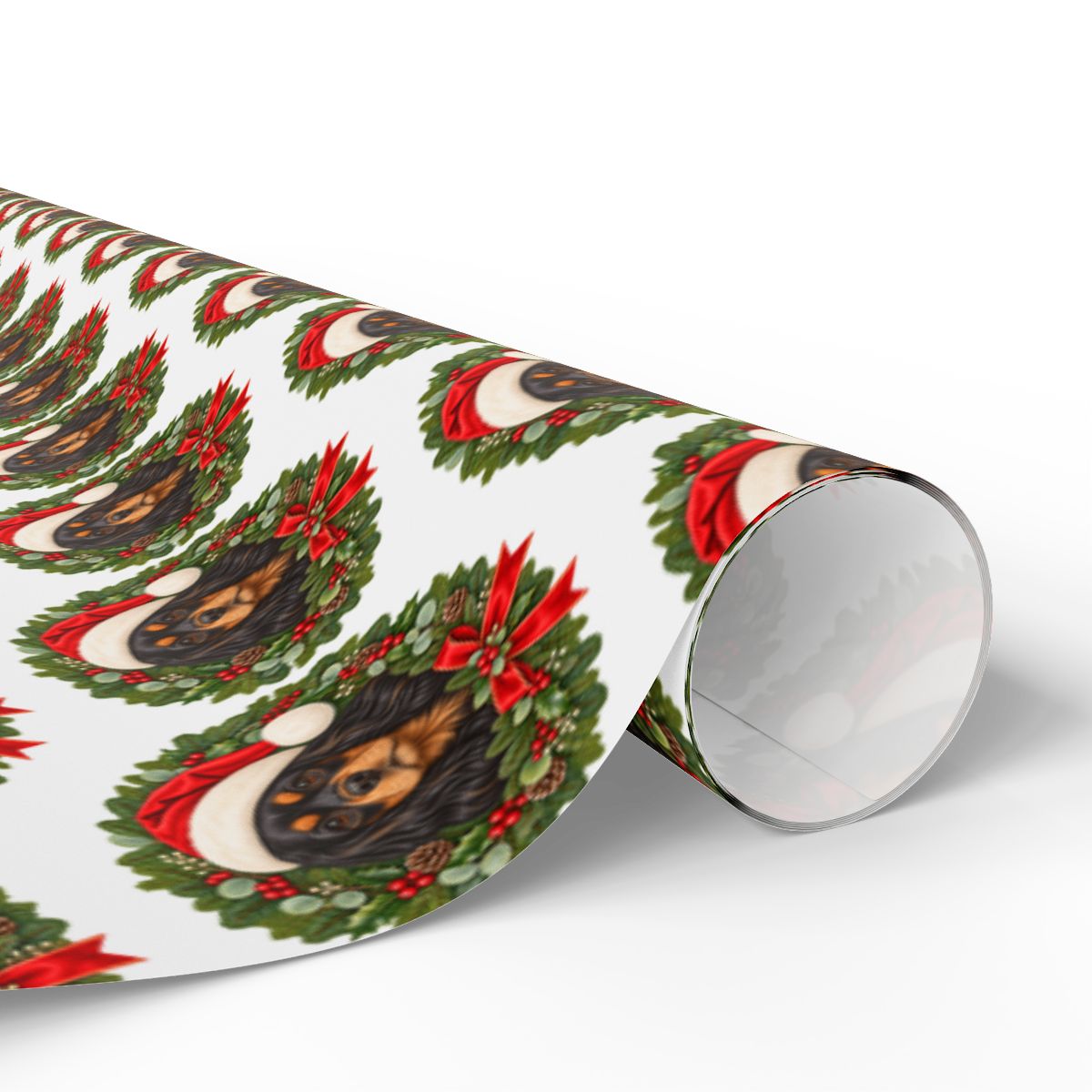 Black and Tan Cavalier Christmas Wrapping Paper, King Charles Spaniel Gift Wrap for Dog Lovers