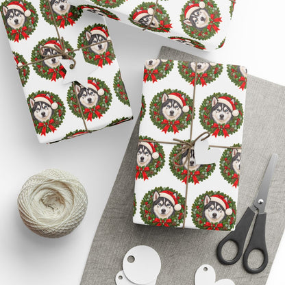 Siberian Husky Christmas Wrapping Paper, Holiday Gift Wrap for Husky Lovers and Dog Moms