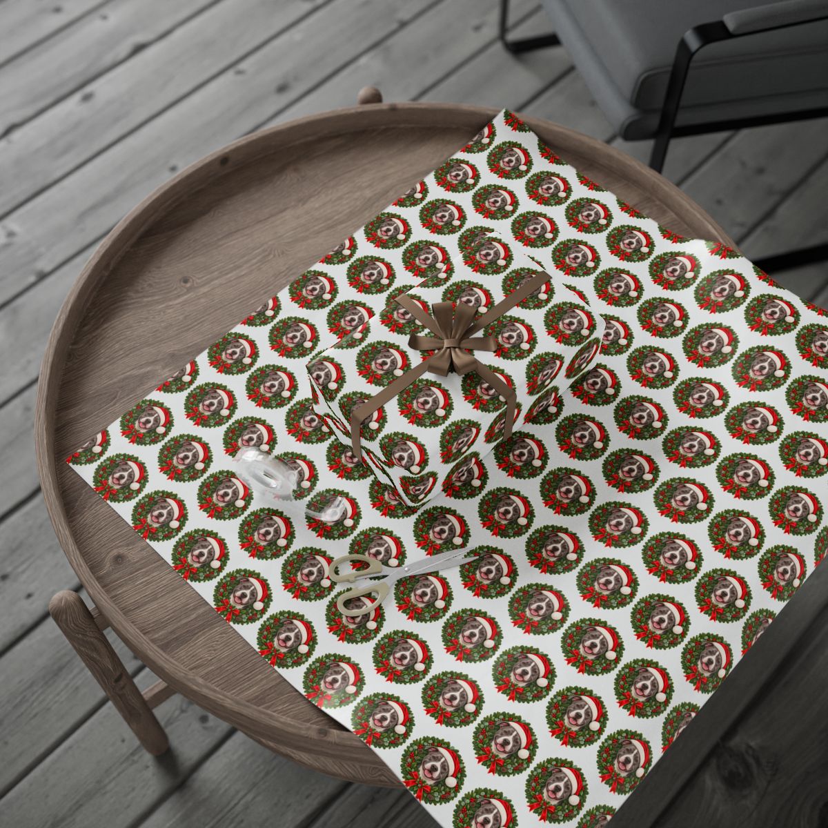 Pitbull Christmas Wrapping Paper, Holiday Gift Wrap for Pit Bull Lovers and Dog Moms