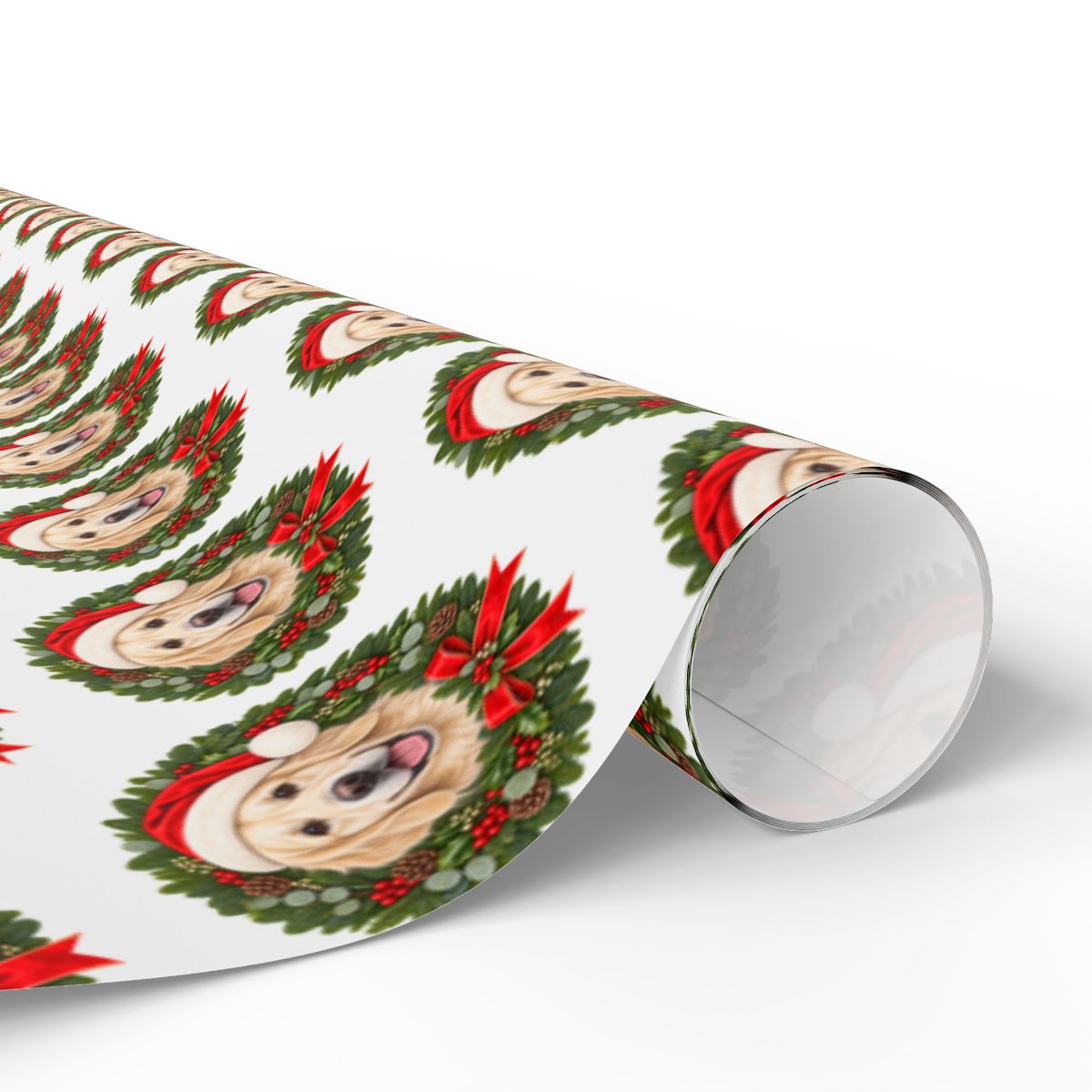 English Cream Golden Retriever Christmas Wrapping Paper, Holiday Gift Wrap for Golden Lovers