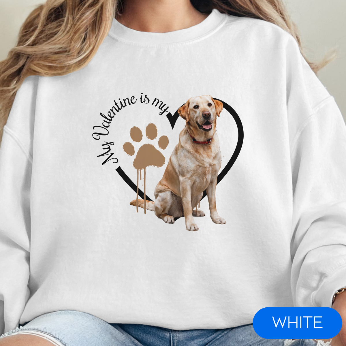 Valentine Yellow Lab Sweatshirt, Yellow Lab Mom, Valentine Heart Dog, Valentine Dog Sweatshirt, Gift for Dog Lover